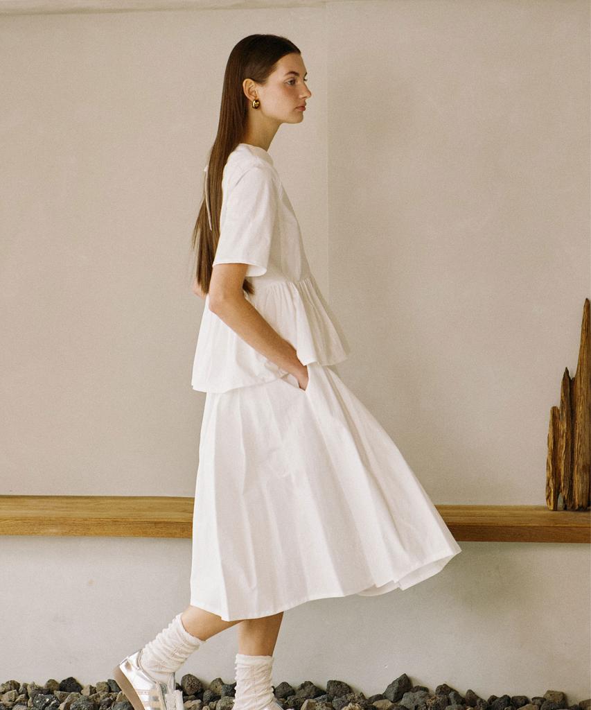 PADO SEOUL Pleated Skirt Ivory