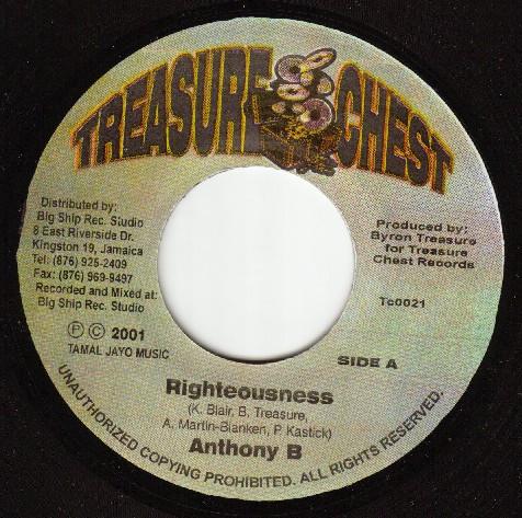 

7inch Record ANTHONY B - Righteousness TC0021 Treasure Chest 2001 Jamaica Reggae, Ska & Dub Used