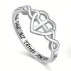Personalized Cross Heart Infinity Ring with Motivational Quote Unisex Stylish Inspirational Jewelry