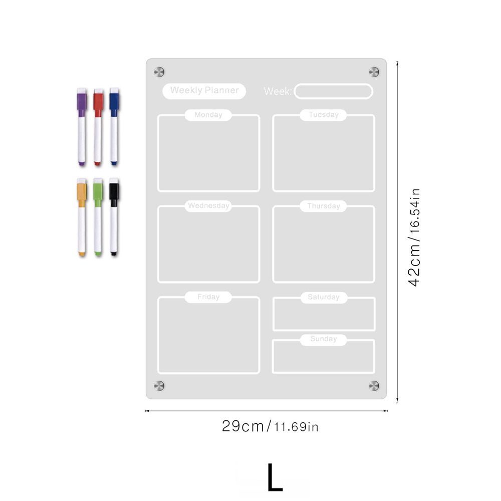 6 Markers Monthly Calendar Memo Clear Planning Note Board Premium Magnetic Fridge Calendar  School