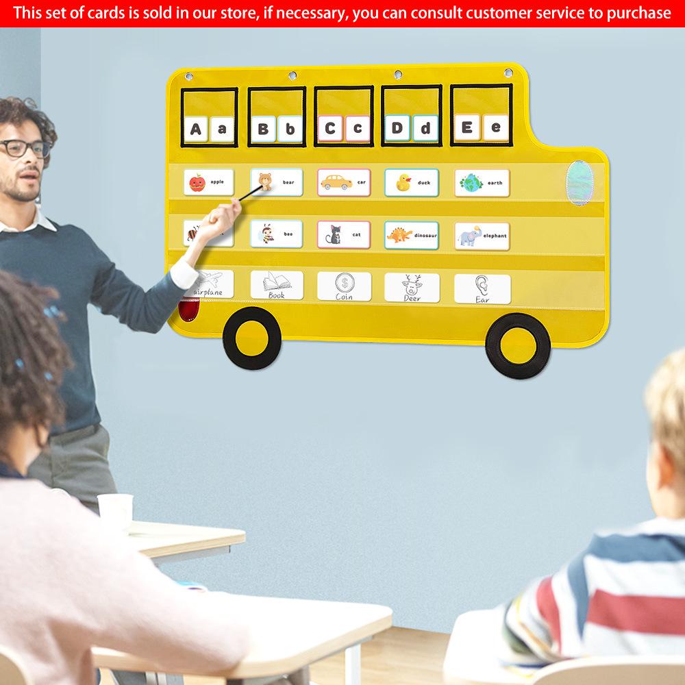 Classroom Decoration: School Bus Letter Phonics Hanging Pocket Chart