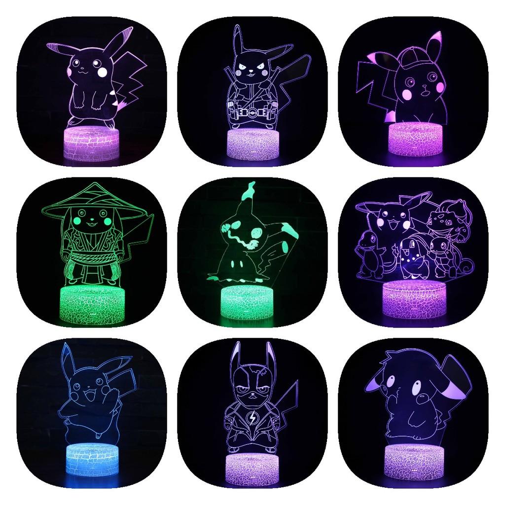 Pikachu Led Night Light 3d Illusion Lamp Bedside Kids Gifts Bedroom