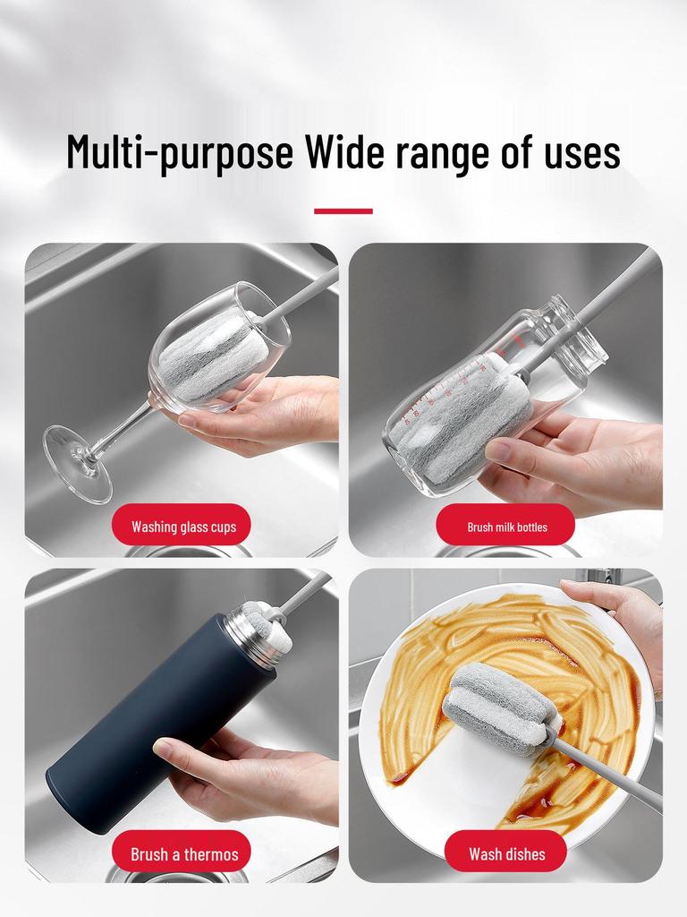 Japan Cup Milk Bottle Brush - Multi-Functional, Long Handle, No Dead Corners, Kitchen Cleaning Tool.