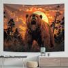 Roaring Grizzly Style Digital Printing Polyester Wall Tapestry Suitable for Use In Living Rooms Bedrooms Offices Bars Party