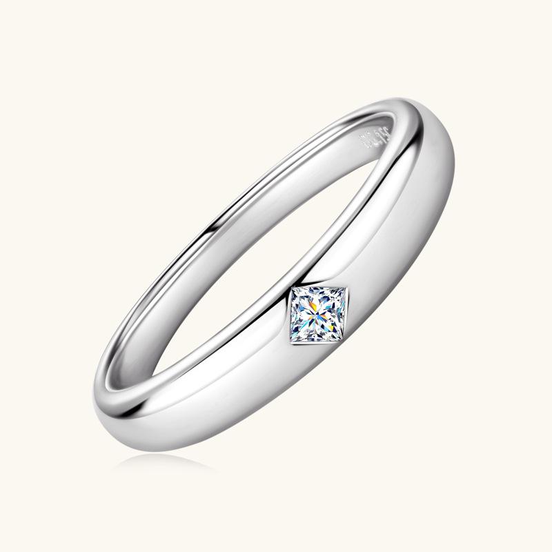Smyoue 0.15-0.2CT Princess Cut Moissanite Rings for Women Engagement Bride Jewelry 100% S925  Silver Birthday Gift GRA