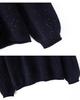 Women's Round Neck Cashmere Sweater - Rolled Hem, Marled Dot Yarn, Warm Knit for Autumn/Winter