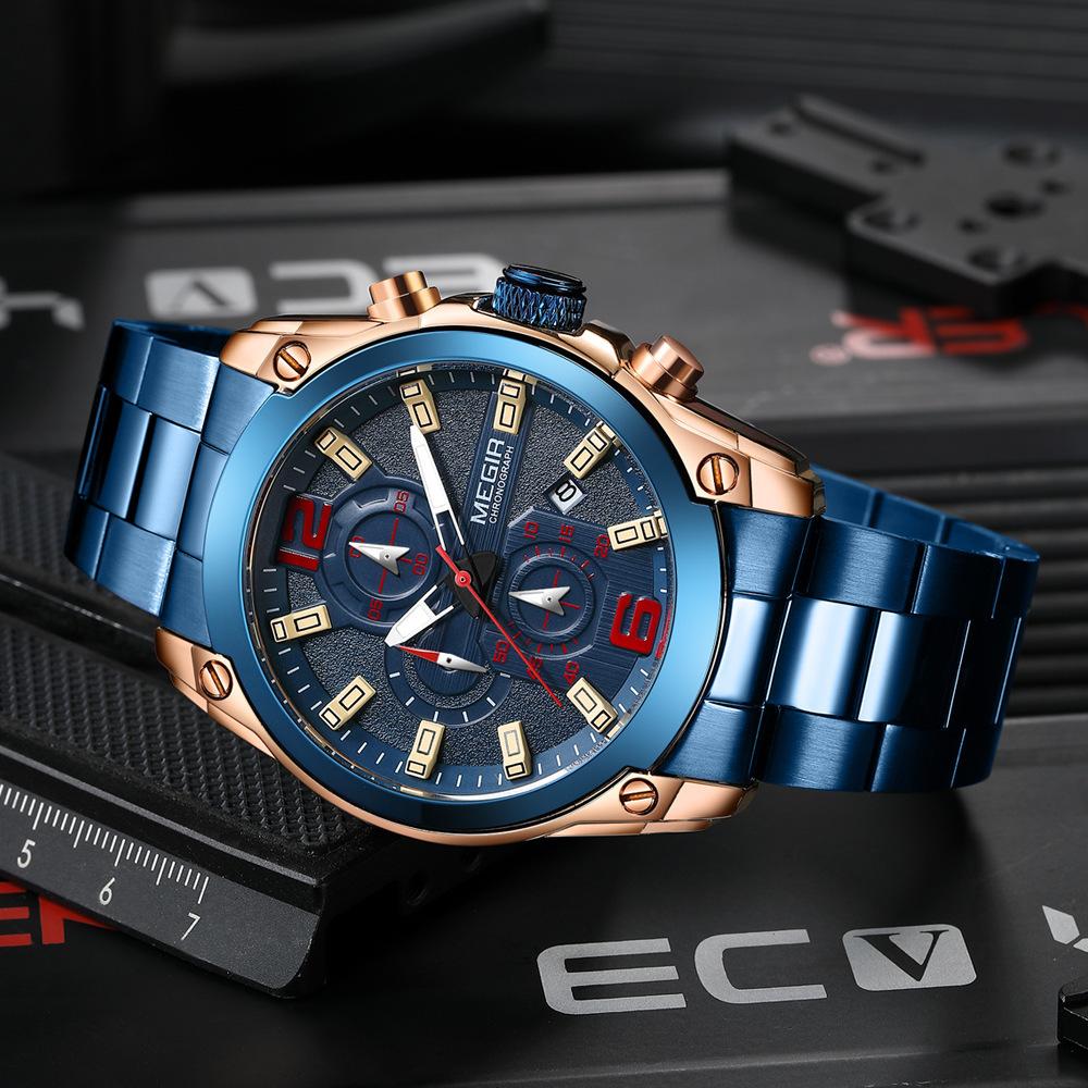 Men'S Watch Business Sports Multifunctional Chronograph Steel Belt Quartz Watch 2063