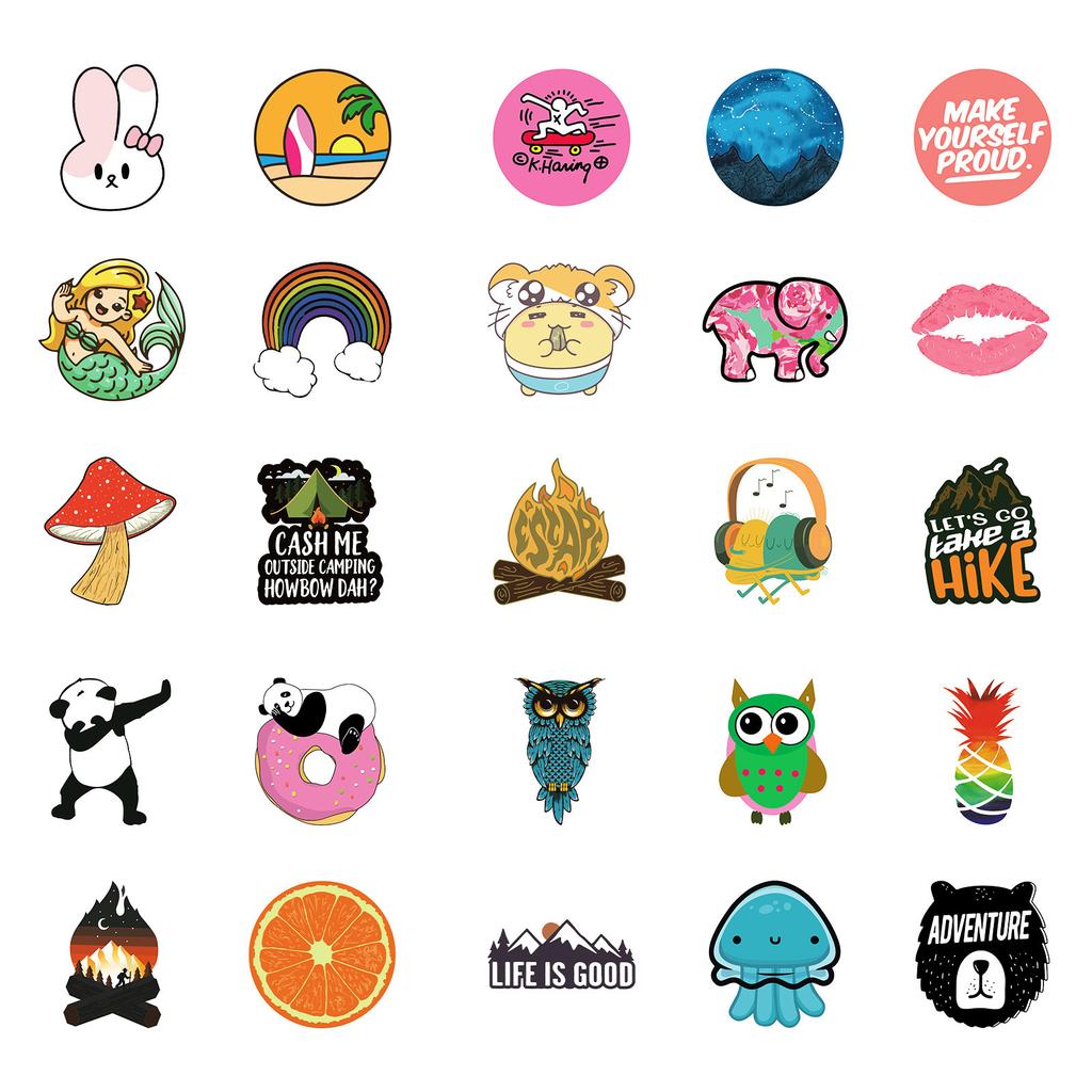 50 High-value Creative and Easy-to-tear Small Ear Series Graffiti Stickers Cute Jellyfish Decorative Stickers