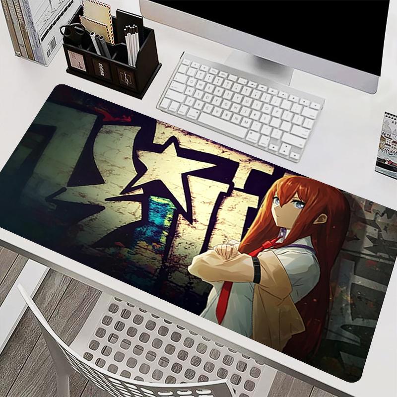 Black Mouse Pad Esports Gaming Accessories Large Keyboard Pad Gamer Nonslip Carpet Steins Gate Anime Desk Mat Notbook Mousepad