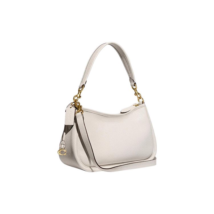 Coach Cary 28 Solid Color Zipper Metal Buckle Classic C Logo Pebble Leather Shoulder Crossbody Bag Large Women Bags White CC437-B4HA