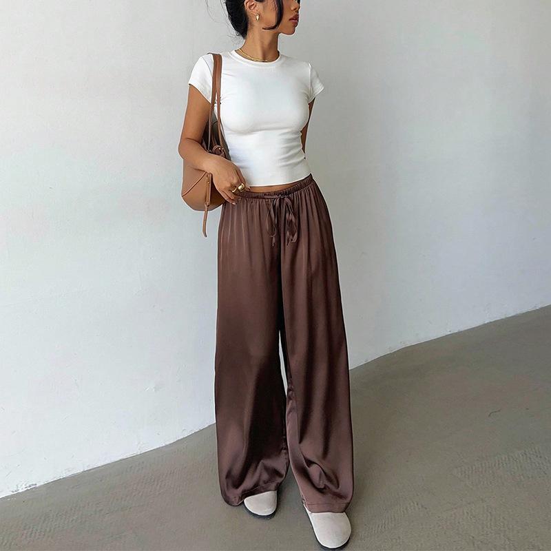 Casual Pants Women's Polyester Loose Wide Leg Straight Pants