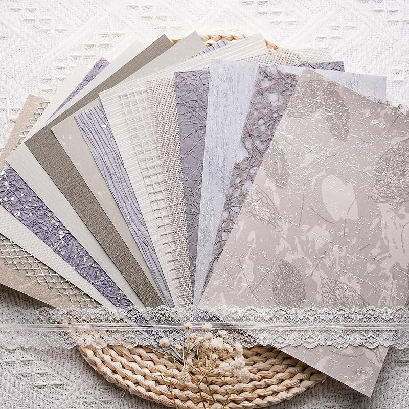 15Pcs Handmade Scrapbook Art Paper Craft Textured Paper Colorful A5 sheet Mesh Special Paper Mix for Scrapbooking Junk Journal Journaling Supplies