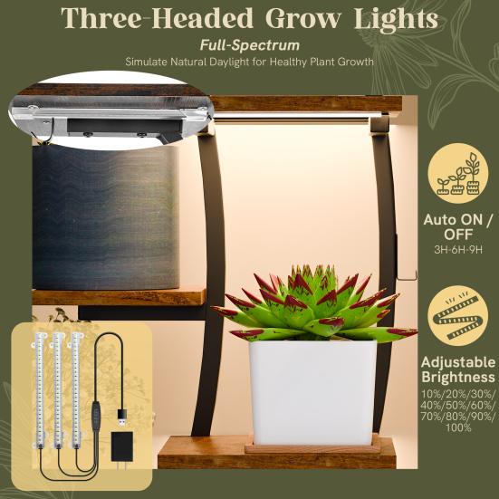 Indoor Plant Stand 155CM Tall with Grow Lights, 9 Tiered Shelf, Metal 155cm Large Holder Shelf Display Rack Holder, Half-Moon Flower for Living Room