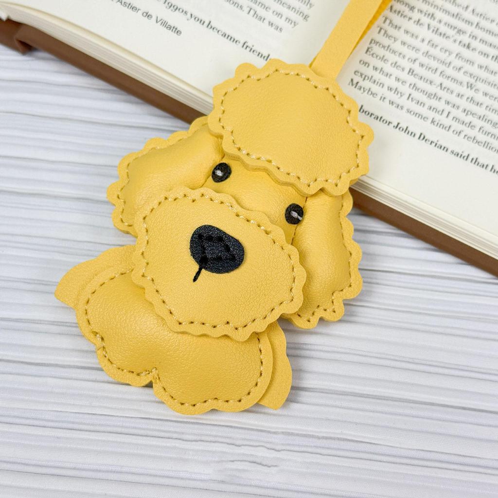 Trendiger niedlicher Kawaii-Cartoon Leder Pudel Hund Taschenanhänger Anhänger Schlüsselanhänger Tier Rucksack Handtasche Dekoration Anhänger für Frauen Männer