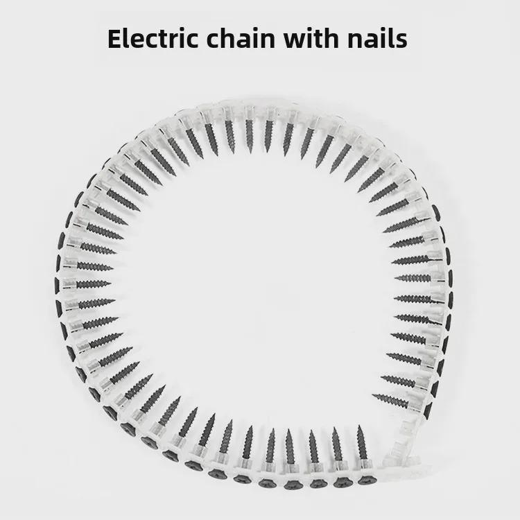 Lanț de șuruburi autofiletante cu alimentare automată pentru prelucrarea lemnului și gips-carton