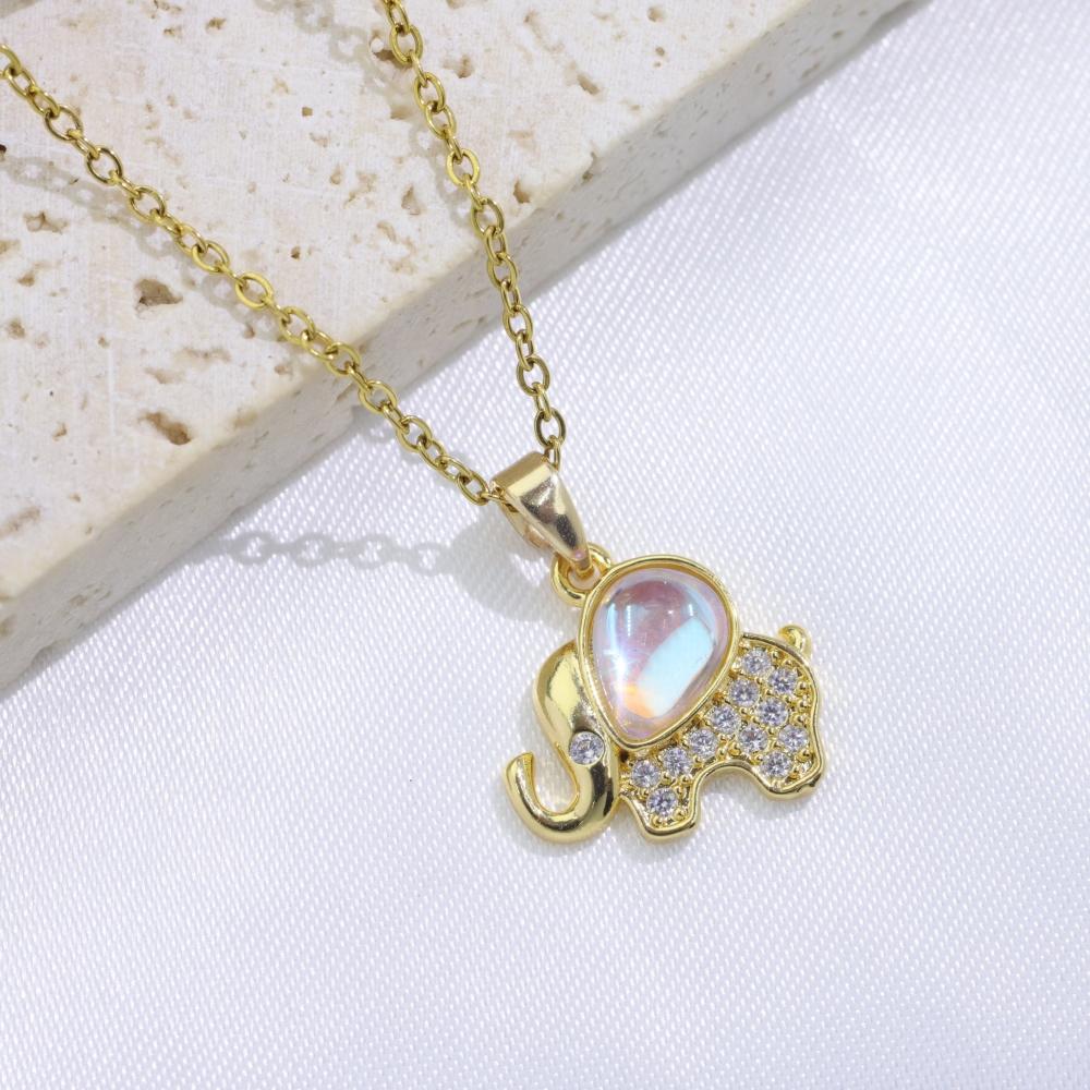 Cute Elephant Pendant Necklaces for Women Fashion Zirconia Necklace Wedding Party Jewelry Accessories