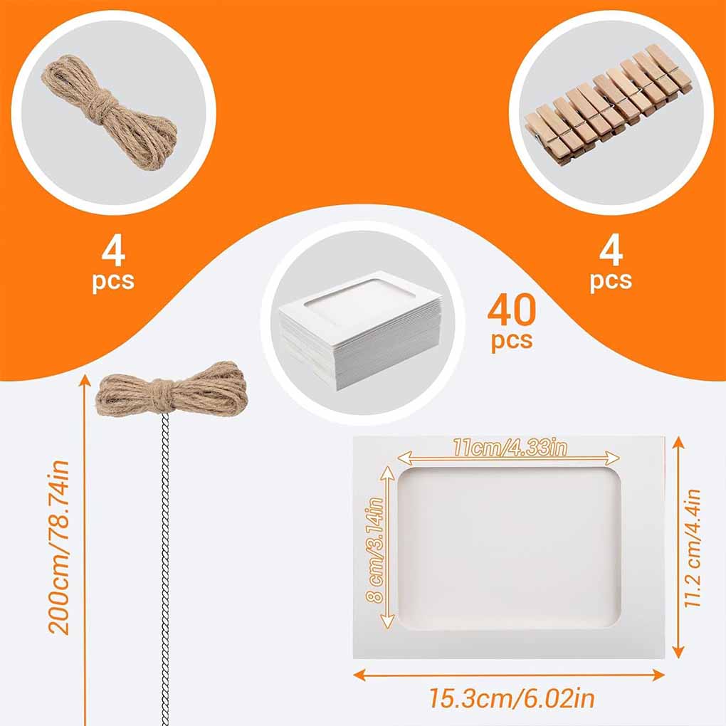 40pcs Curtain Line with Clip, Photo Photo Hanging Wall Decoration, Paper Frame, Rope, Frame Home, Wedding, School