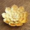 1PC Gold Incense Burner Stick Holder Buddhism Lotus Line Incense Plate Base Temples 7