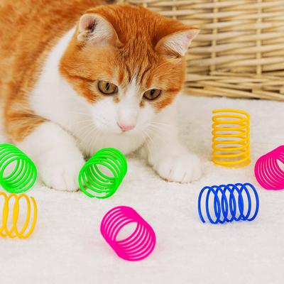 12pcs/set Colorful Cat Spring Toy Bite Resistant Scratch Resistant Kitten Spiral Springs Plastic Coil Spring Toy