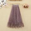Golden Pleated Skirt Women Autumn and Winter New High Waist Slim A-line Skirt Medium Length Lace Mesh Skirt Female