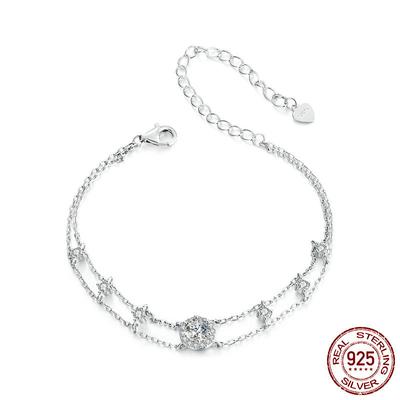 50 Points Sparkling Moissanite Double Layer Bracelet for Women Simple Classic Design S925 Silver Moissanite Bracelet