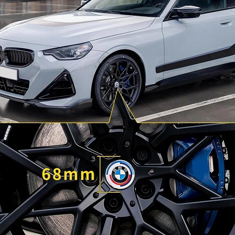 4pcs 68mm Car Wheel Center Cap Logo Hub Badge Rims Cover For BMW E46 E38 E60 E90 E93 F20 F30 X3 X5 Blue White Black Anniversary