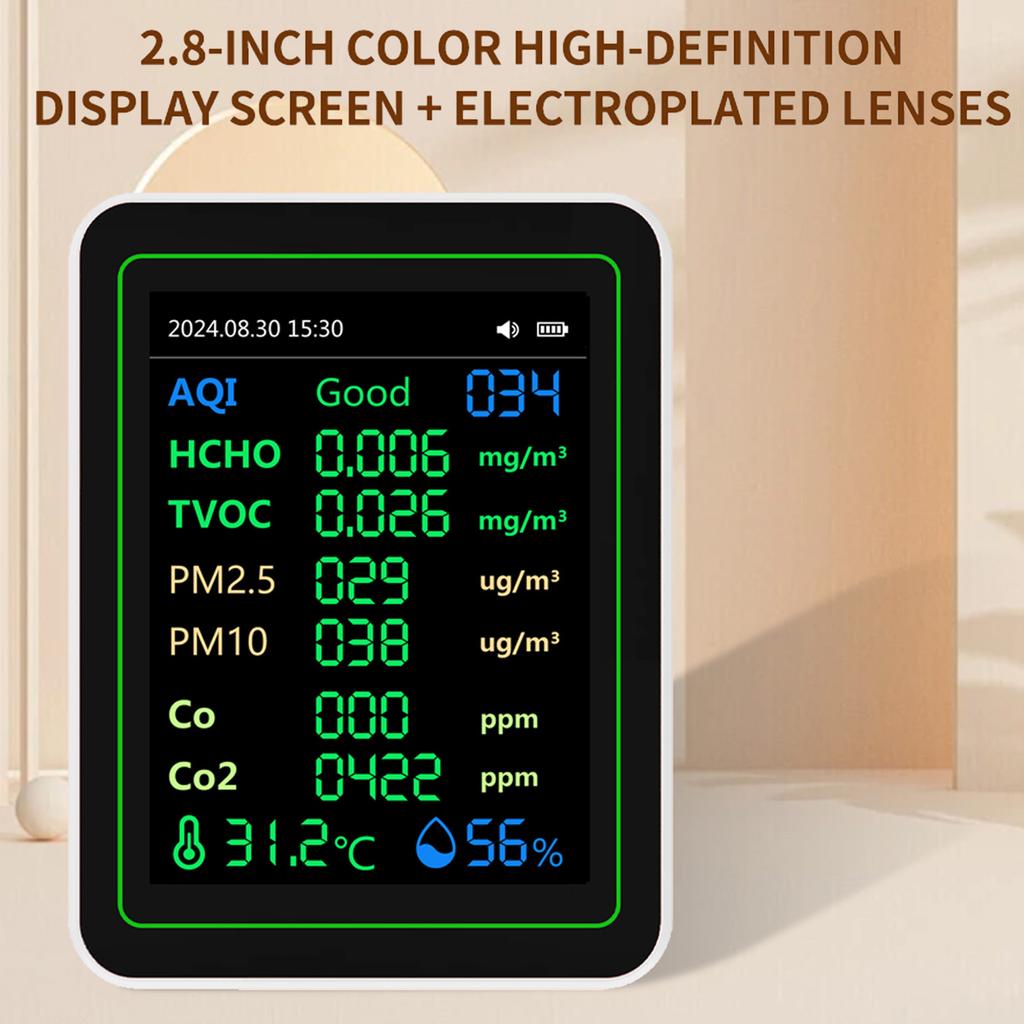 New Multifunctional 12 IN 1 Air Quality Meter CO CO2 HCHO TVOC PM2.5 PM10 Temperature Humidity Sensor with Digital Display Portable Detector for Home