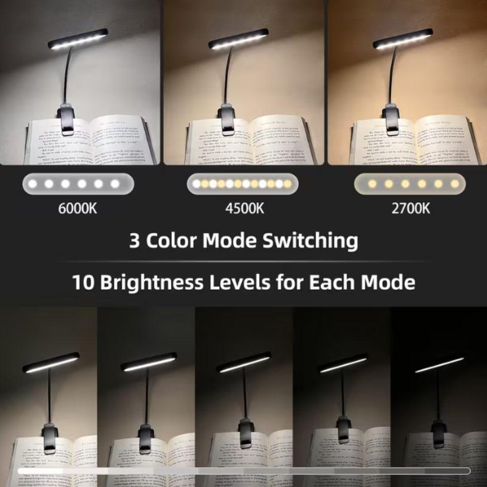 Flexible Design Reading Lamp Easy Clip Book Lamp Rechargeable Night Reading Lamp  Study Use