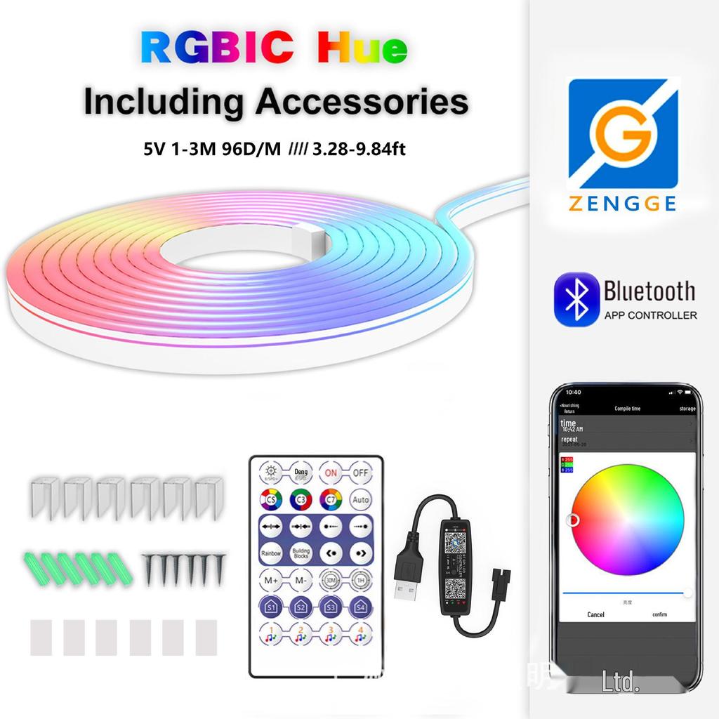 5V Dream Color Neonlichtstreifen mit USB, Bluetooth-App & Musik-Soundsteuerung für DIY-Formen