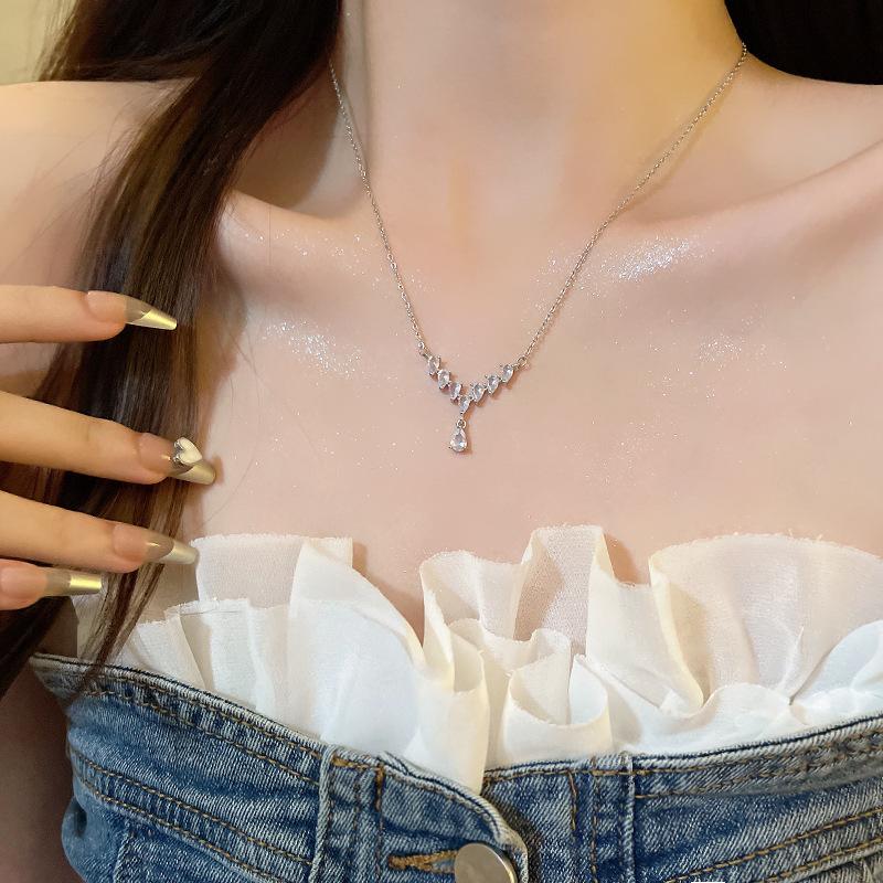 Wind Titanium Steel Necklace Girls Premium Pearl Clavicle Chain Pendant With Accessories