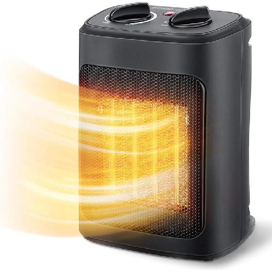 Space Heater, 1500W Electric Heaters Indoor Portable with Thermostat, PTC Fast Heating Ceramic Room Small Heater with Heating and Fan Modes for