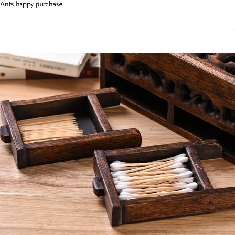 Cutie de depozitare multifuncțională din lemn masiv, retro, pentru sufragerie, masă de cafea, tavă pentru desktop, creativă, pentru uz casnic, cutie de depozitare pentru șervețele goale