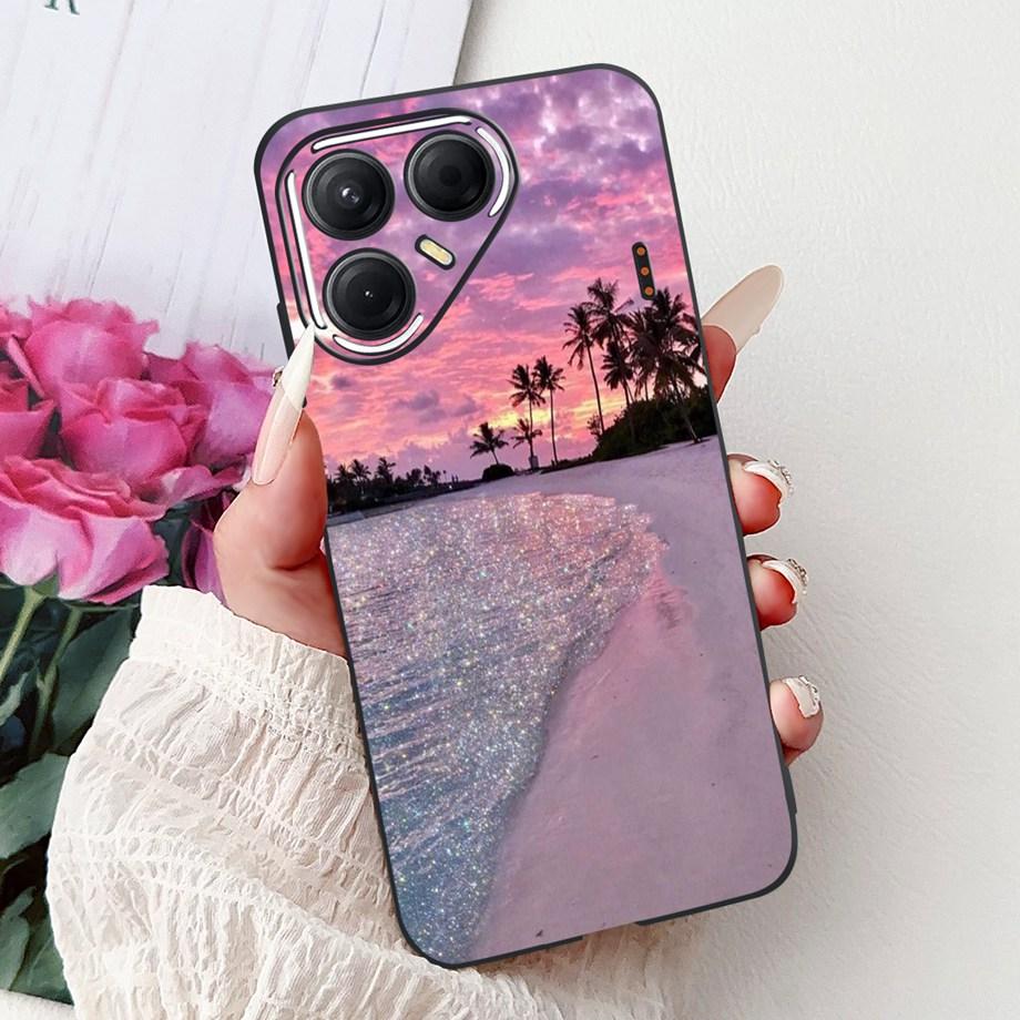 Black Silicone Cover For Tecno Pova 7 4G 5G / Pova 7 Pro Pova7 Ultra Neo Funda Cat Flower Dragon Design Bumper Soft Capa