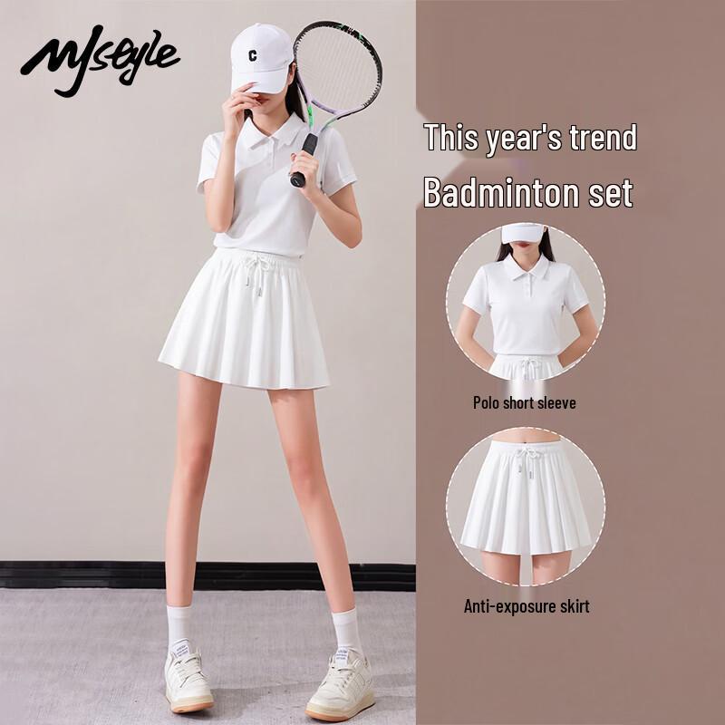 MJ STYLE Polo Collar Skirt Set with Safety Shorts
