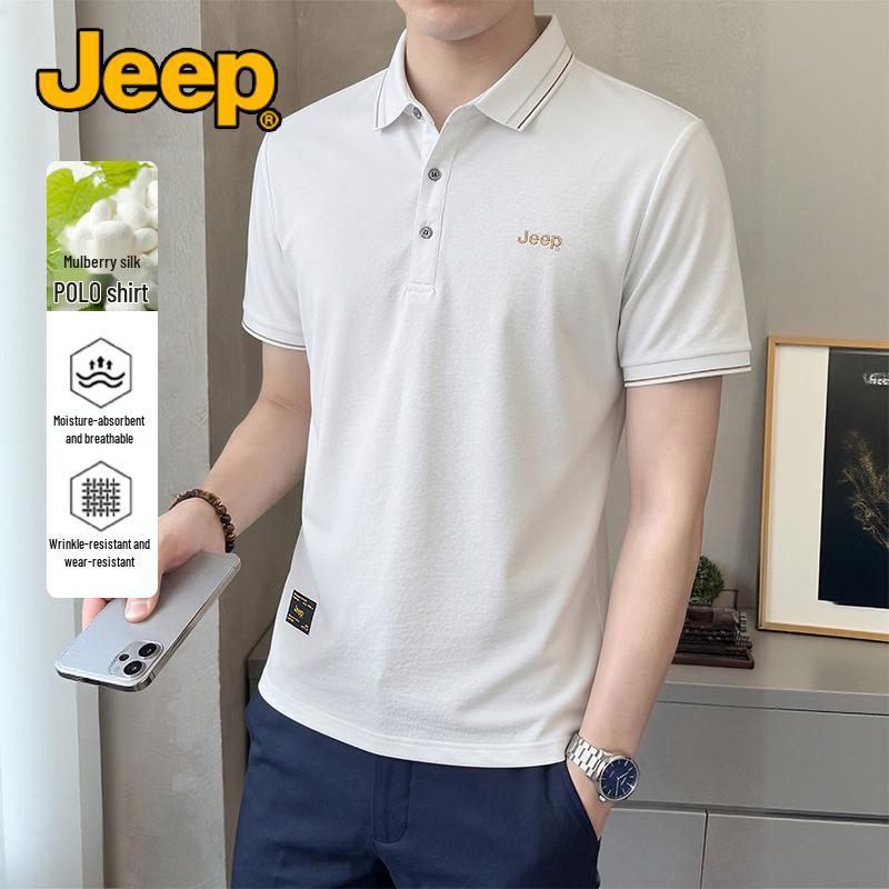 JEEP Men s Cooling Breathable Silk Blend Polo Shirt 4XL