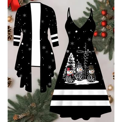 3D  Christmas Printed  Set Dress Coat for Valentine's Day, Eccentric Classical Totem Fashion Print,suitable for Various Scene Fashion Styles