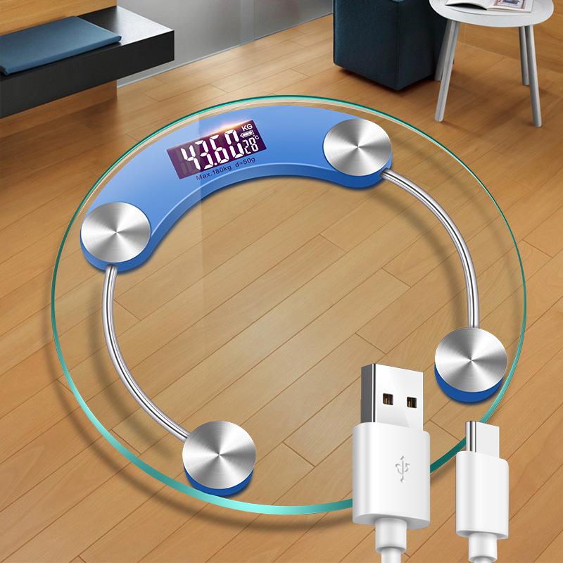 Baolan Round Smart Glass Body Scale - Electronic Health Weight Scale for Adults
