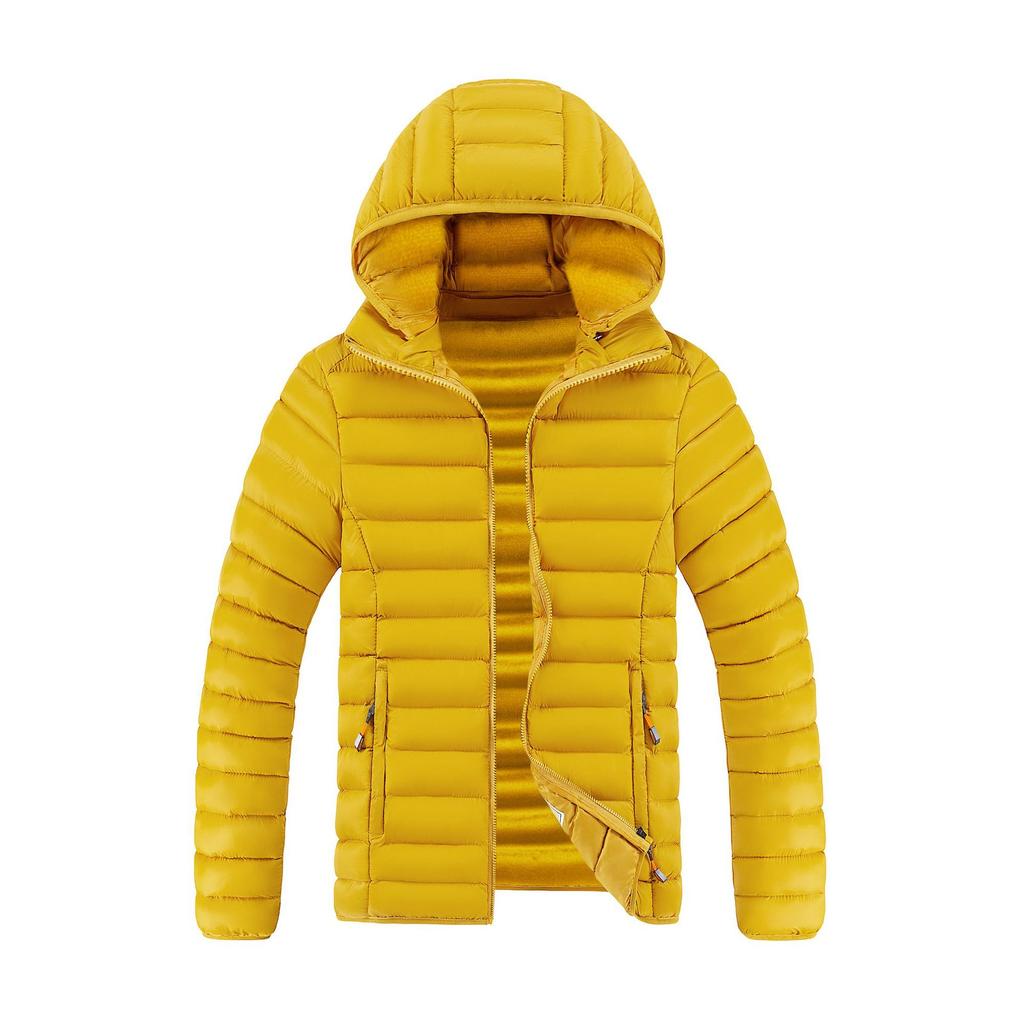 Men's Casual Cotton Jacket Hooded Solid Color Winter Daily