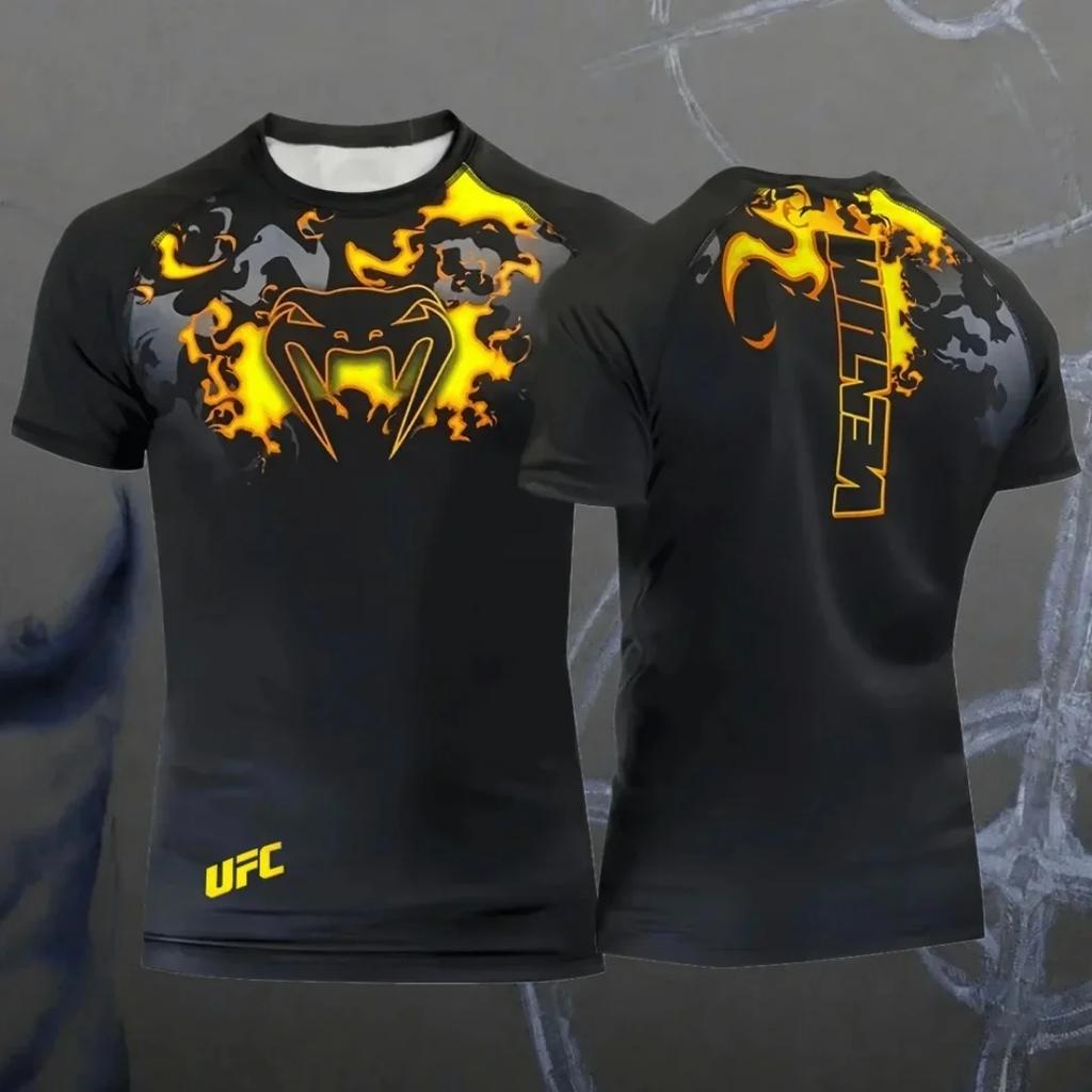 Hot Summer Selling UFC Boxing Fighting Competition Men's T-shirt Fashion Quick Drying Casual Breathable O-neck Short Sleeve Tops