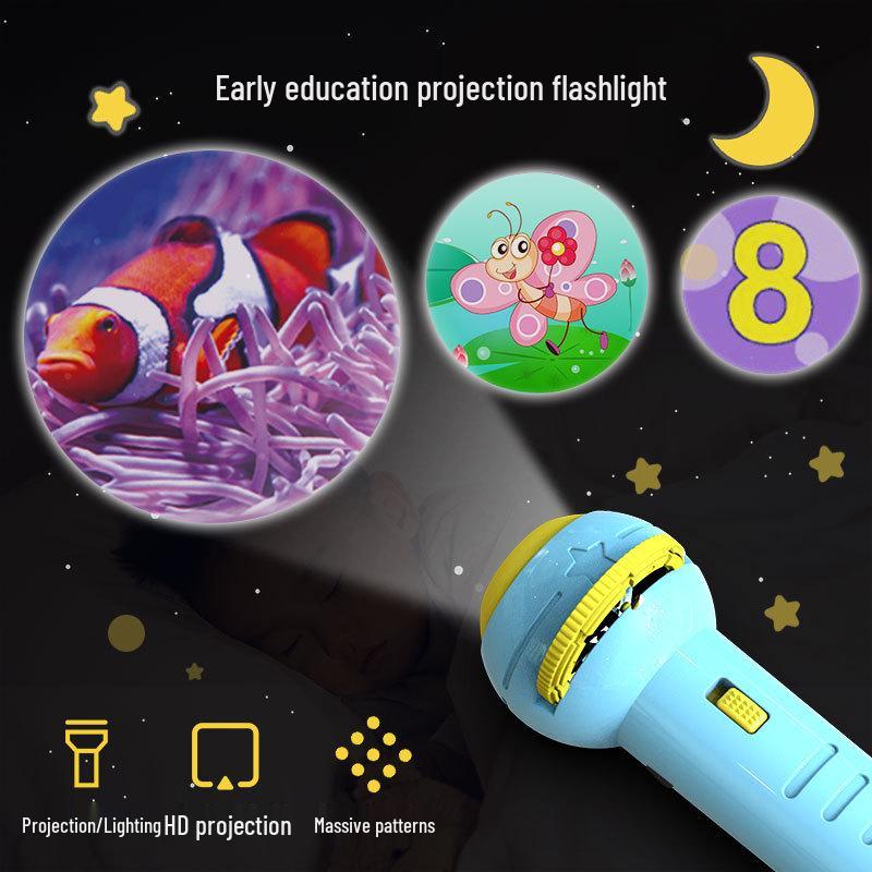 Children's Animal Projector Flashlight - Early Education Luminous Toy for Baby Picture Recognition and Cartoon Projection Gifts