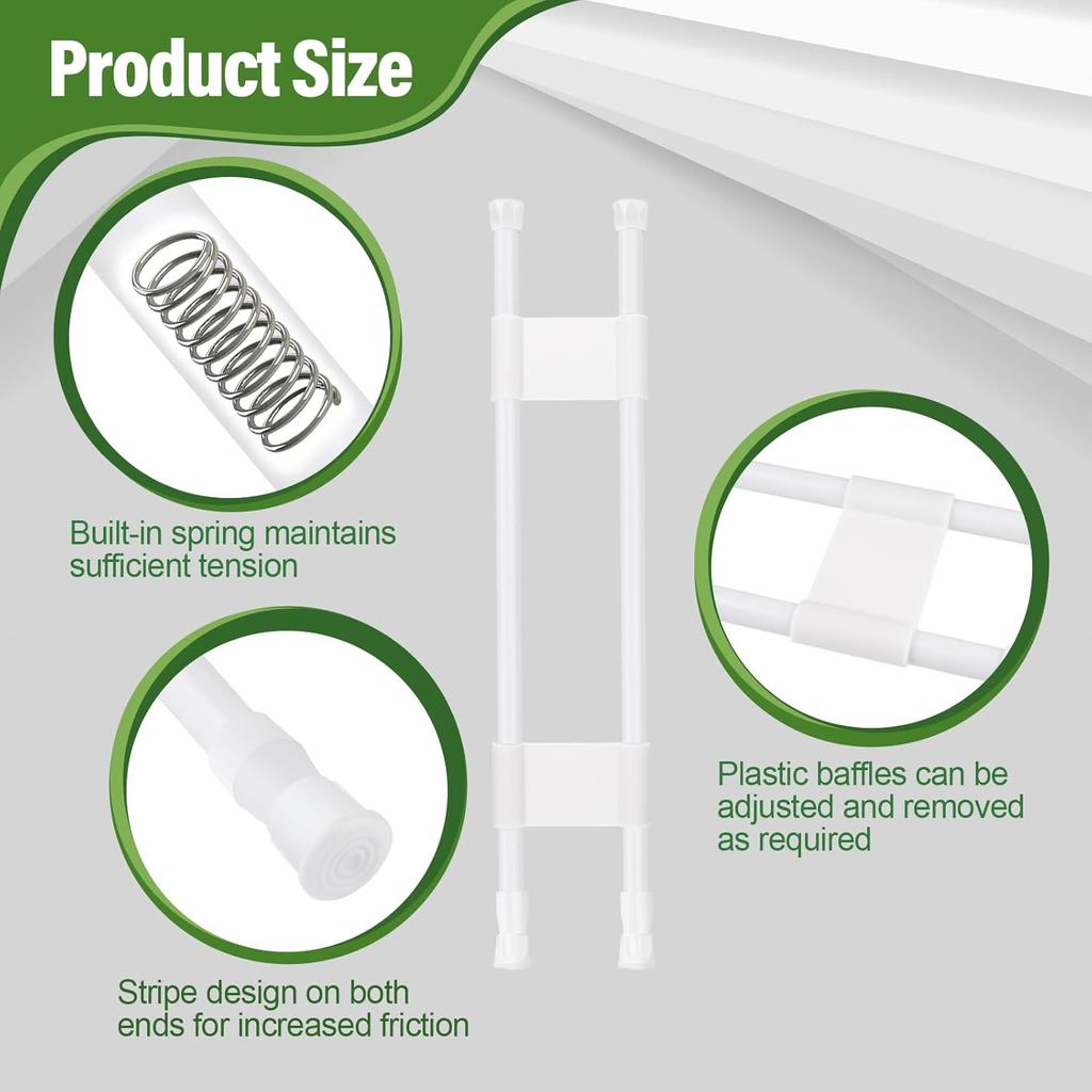 2 Sets Double RV Refrigerator Bars, RV Tension Rods With Adjustable Length - 15.7 To 27.6 Inches, White