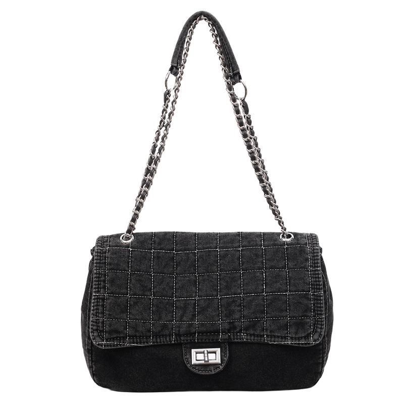 Geantă Tote de Umăr cu Lanț din Denim de Capacitate Mare pentru Femei, Geantă de Mână de Navetă High-End 2025