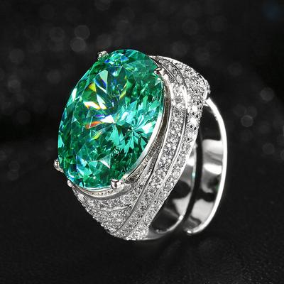 Jewelry Copper Bottom Gold-Plated Simulation Para Green Copper Egg-Shaped Ring Heroine Stone 13 * 18