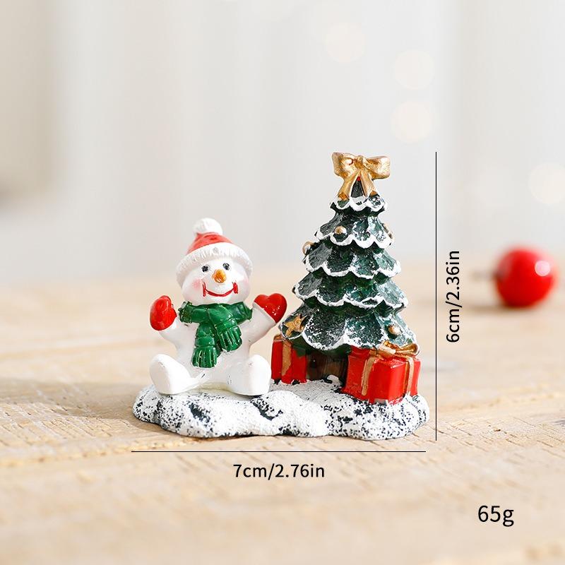 

1pcs Christmas Miniature Resin House Decor Mini Landscape Tabletop Ornament with Snowy Village Scene Holiday Gift Collectible