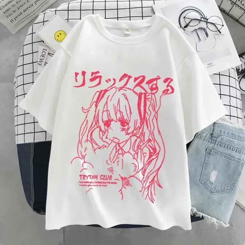Womens Anime Y2k Oversized T-shirt Print Kawaii Clothing Japanese Graphic Streetwear T Shirt Harajuku Grunge Tops