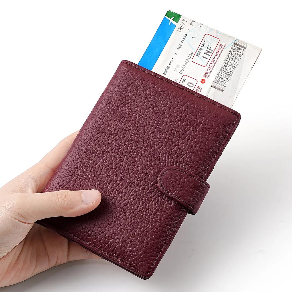 Genuine Leather Passport Holder Waterproof Rfid Blocking Travel Wallet Passport Covers Case with SIM card slot Passport Book