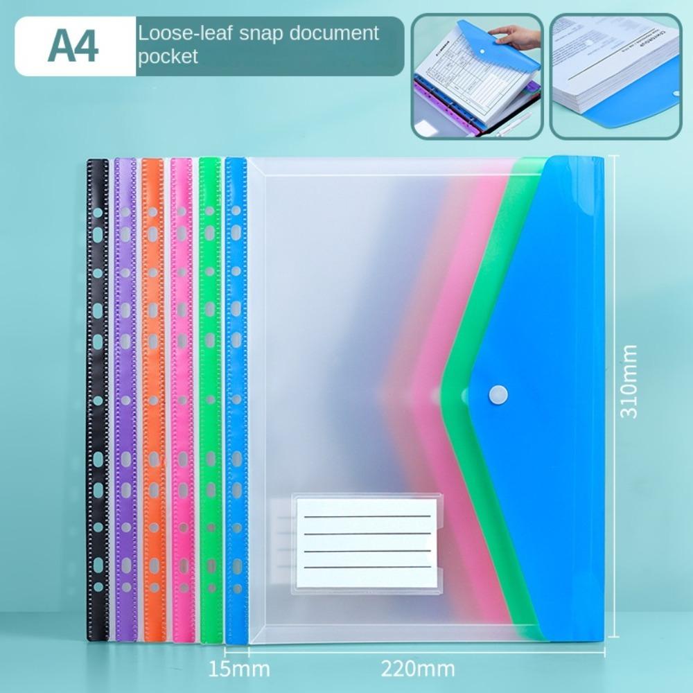 6 Pcs New PP Binder Folders Clear Envelopes Punched Pockets 11 Holes A4 Label Loose-Leaf File Management