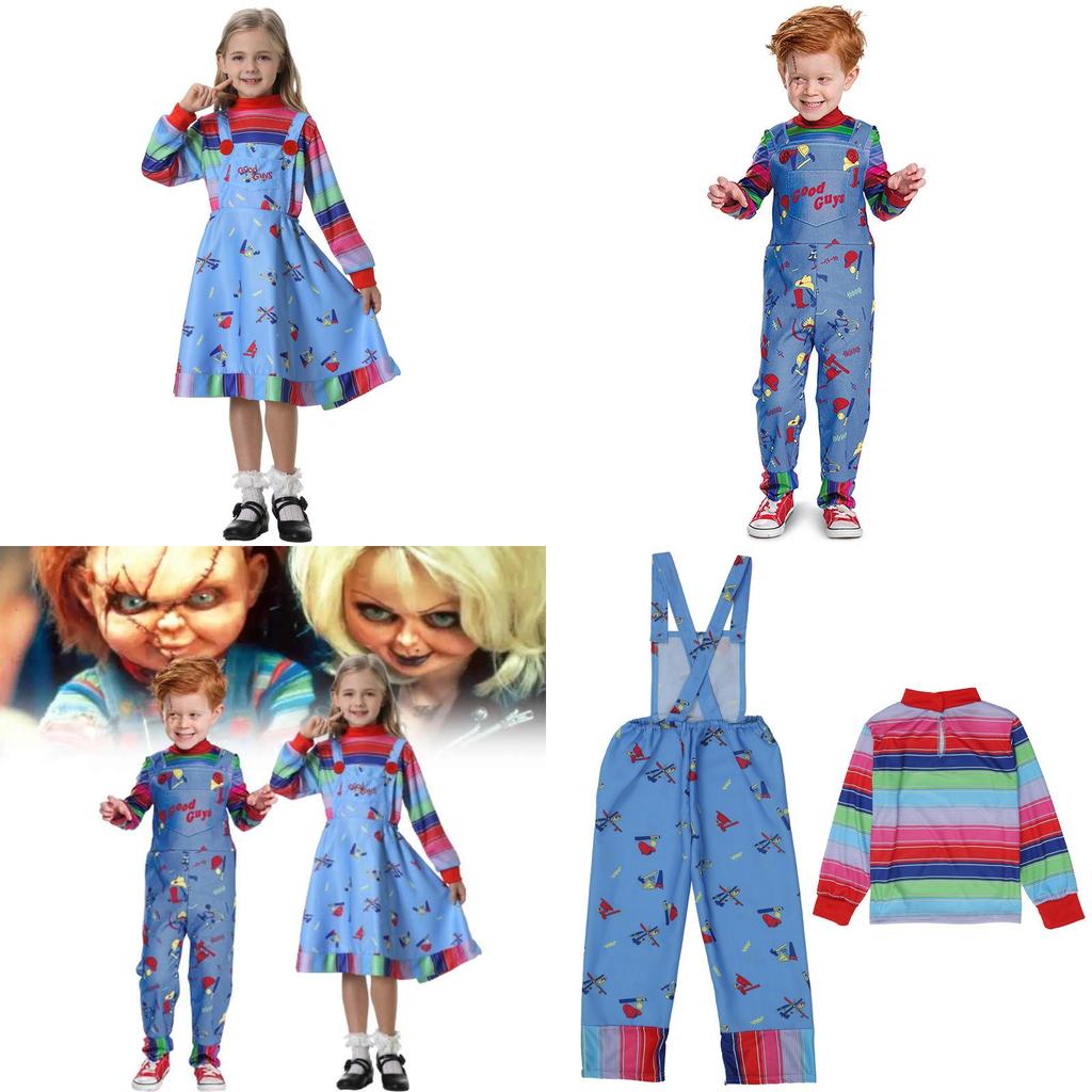 Halloween Chucky Costume For Kids With Polyester Fabric And Spooky Clown Design For Stage Performance