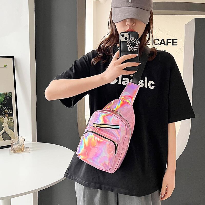 New Breast Bag Women's Texture Glossy Multi-functional Color Casual Shoulder Messenger Women's Bag