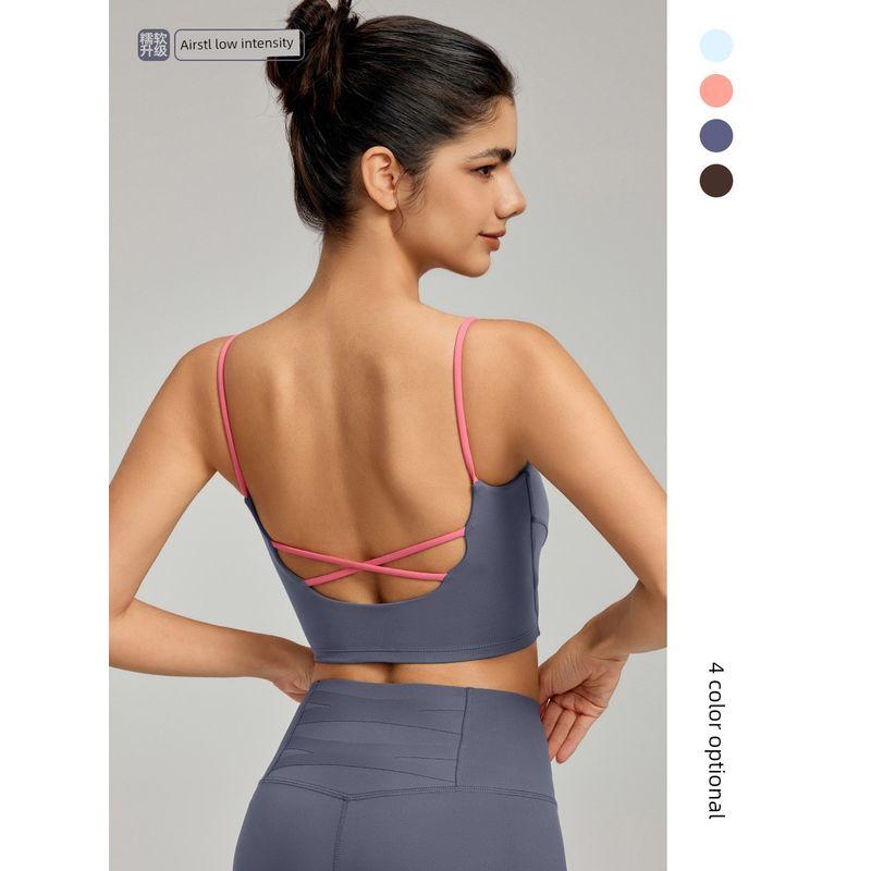 Lu Same Sports Bra for Women 2025 New Arrival Best Selling Semi-Fixed Cup Spaghetti Strap Yoga Beauty Back Sling Workout Clothes